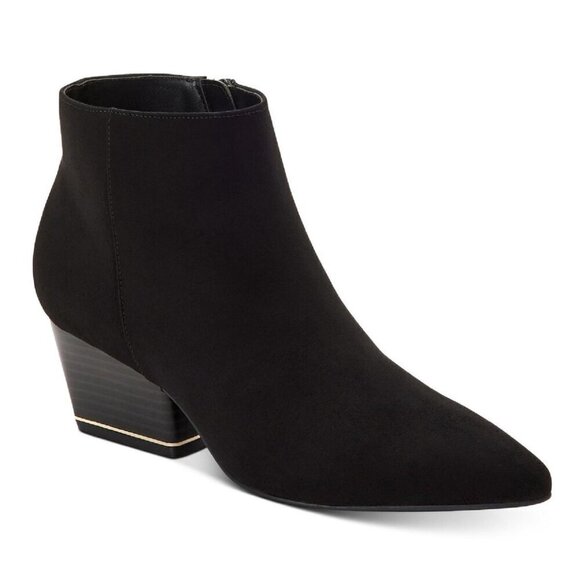 ALFANI Armena Womens Zipper Pointed Toe Booties In Black - Picture 1 of 6